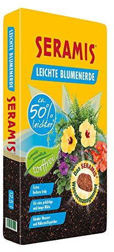 Seramis Torffreie, leichte Blumenerde, 12,5 l – extra lockere Pflanzenerde für Grün- und Blühpflanzen, 50% leichtere Erde mit Pflanz-Granulat