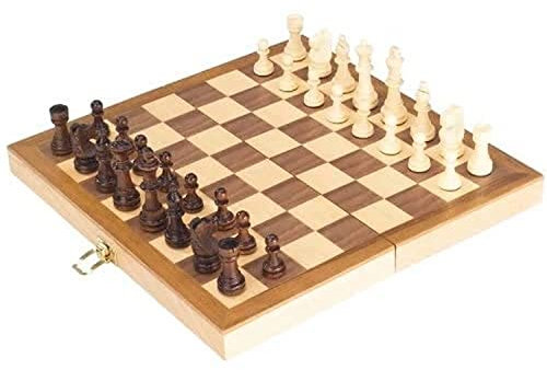 goki 56921 Schachspiel, 29,9 x 29,9 x 4,8 cm, Holzklappkassette, 33-teilig, Schachbrett mit Holzfiguren, Gesellschaftsspiel Strategie ab 7 Jahren, für Kinder & Erwachsene
