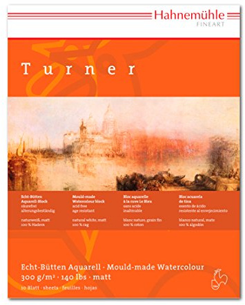 Turner Aquarellblock, 100% mattes Hadern Papier, 300 g/m², naturweiß, 10 Blatt, 36x48cm