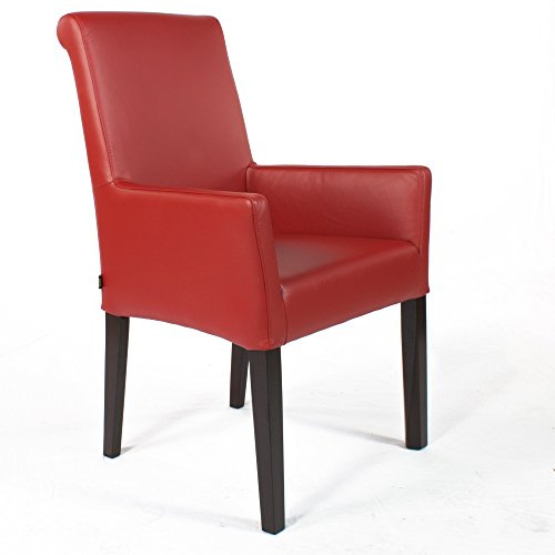 SIX Armlehnstuhl Galdo Leder Rot Beine Wenge | Ledersessel Lederstuhl Sessel