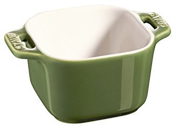 STAUB Keramik 6er Set XS Mini Förmchen Ramekin Dessertschale quadratisch Basilikumgrün 8 cm
