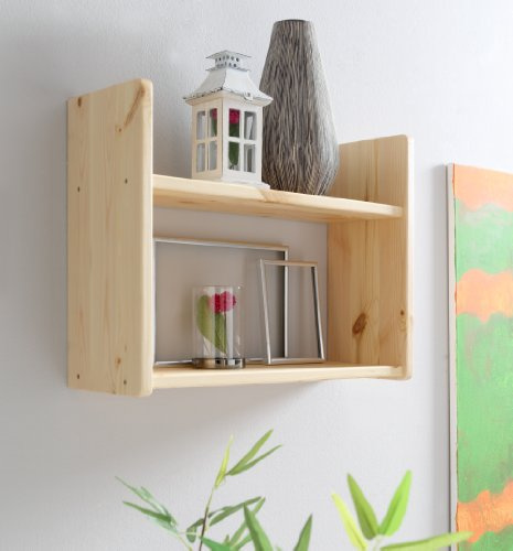 TiCAA Wandregal, Hängeregal, Kiefer Massivholz Natur, Bücherregal Wand 20 cm Tief, Wandboard für Wohnzimmer, Schlafzimmer, Kinderzimmer & Büro, 60/90 cm