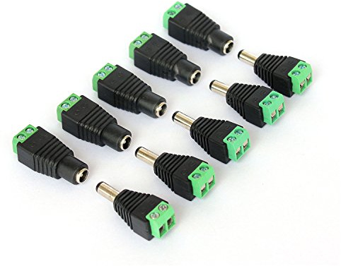 10 x connettori DC maschio/femmina per telecamera di sorveglianza video 2,1 x 5,5 mm