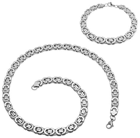 Soul-Cats Flache Königskette/Panzerkette/Herren-Kette aus Edelstahl in Silber