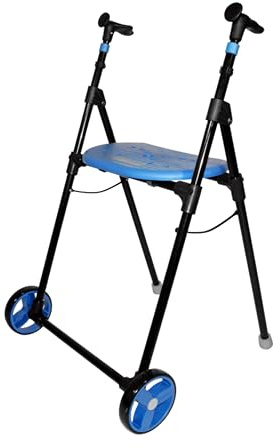 Forta Air On - Andador para Uso en Interiores, Plegable y Ligero - Regulable en Altura, Capacidad de Carga hasta 110 Kg - Fácil de Plegar, con Ruedas Fijas (Azul)