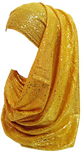Lina & Lily Damen Hijab Muslimische Kopftuch Schal Turban mit Gold Glitzert Funkeln
