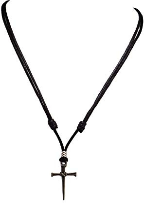 BlueRica Nail & Cross on Adjustable Black Cord Necklace