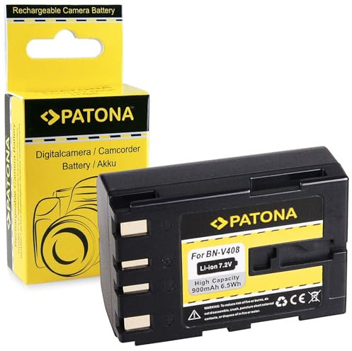 PATONA BN-V408 Batteria 900 mAh / 6.5 Wh / 7.2V compatibile con JVC CU-VH1 JY-HD10 GR-D20 GR-D200 GR-DV400 GR-DVL100 GR-DZ7 GY-HD100 GR-VF1 Batteria di ricambio per modelli BNV408 BN V408