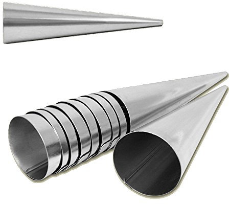 Stampi da forno a forma di cono, set da 10, in acciaio inox (140 mm x 35 mm)
