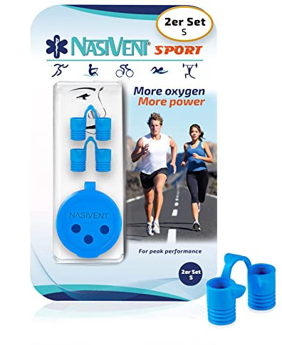 NASIVENT Sport - Premium Nasendilatator - Sky Blue - verbesserte Nasenatmung beim Sport - einzigartig dank innovativer Haltezapfen - aus hochwertigem Silikon (S)