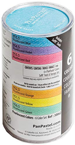 PanPastel Artist Pastels by GOLDEN, Pearlescent Colors Set, 6 Color, Professional Artist Pastels, Unique Pan Format (cake-like)
