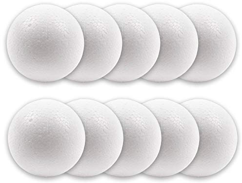 40mm White Foam Balls Styrofoam Ball Round Polystyrene Craft Balls Solid Modelling Sphere Decoration High Density Smooth Poly Ball Arts Crafts School Projects (40mm - 10 Balls)