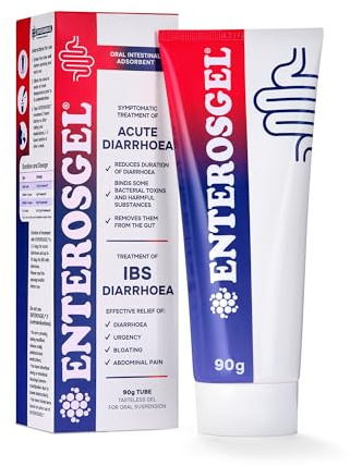 Enterosgel IBS Relief Gel Tube - Oral Intestinal Adsorbent for Acute Diarrhoea & Stomach Pain Relief, Bloating Relief & Trapped Wind Relief - Treats Root Causes, Suitable for Children & Adults, 90g