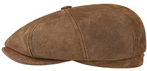 Stetson Gorra Burney Hatteras Hombre 100% Cuero Autentico Forro de Algodón Newsboy Ocho Piezas Boina Moderna Verano/Invierno