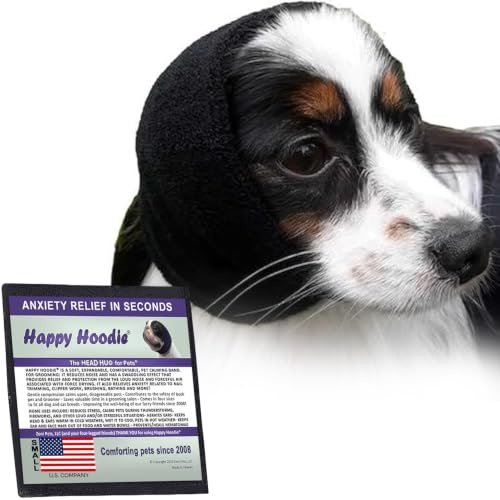 Happy Hoodie – Das Original Beruhigungsband für Hunde & Katzen – zur Angstlinderung – Geräuschunterdrückung bei Feuerwerk, Gewitter, Haustierpflege & Krafttrocknung – Beruhigungshilfe für Hunde seit