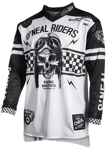 O'NEAL | Motocross-Trikot | Enduro MX | leichte und langlebige Materialen, Lasergeschnittene Belüftungslöcher, Athletische Passform | Jersey Ultra Lite 70 | Erwachsene | Schwarz Weiß | Größe L