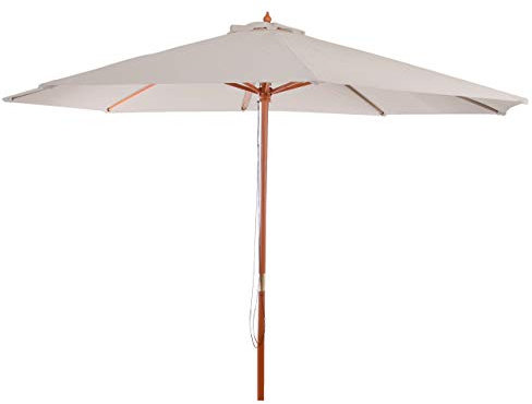 Mendler Sonnenschirm Florida, Gartenschirm Marktschirm, Ø 3,5m Polyester/Holz 7kg - creme
