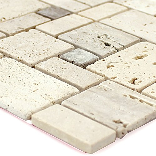Naturstein Travertin Mosaikfliesen Lorenzo Beige Selbstklebend Bad Bordüre Wand