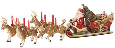 Villeroy & Boch - Christmas Toy's Memory Spieluhr Santas Schlittenfahrt, Weihnachtsfigur mit Kerzenhalter, Weihnachten, Schlitten, Weihnachtsdeko, Weihnachtsdekorationen, Porzellan