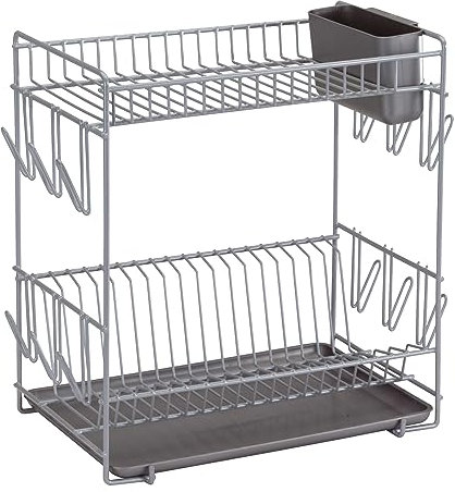 Sauvic Escurreplatos Acero plastificado Gris (Resina), Grande 43x25x41,5 cm.