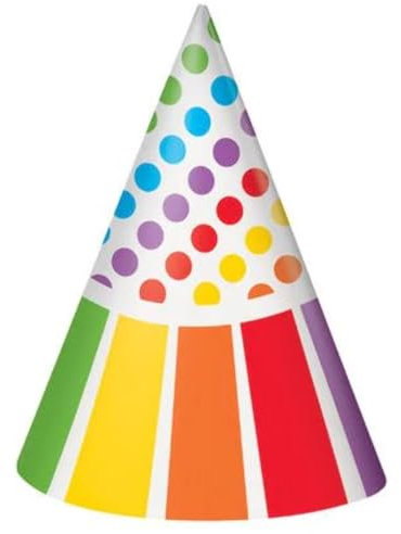 Unique Party - 47121 - Paquet de 8 Chapeaux de Fête Arc-en-Ciel, Taille unique