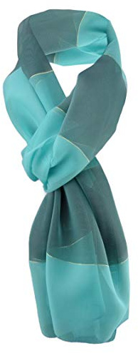 TigerTie Damen Chiffon Halstuch grün türkis gestreift Gr. 165 cm x 40 cm - Tuch Schal