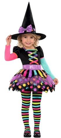 amscan Child Girls Miss Matched Witch Halloween Fancy Dress Costume