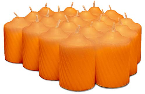 Orange Pumpkin Scented Votive Candles - 15 Hour Long Burn Time - Textured Finish - Box of 20