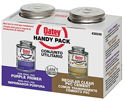 Oatey 30246 4 oz. PVC Regular Clear Cement and 4 oz. NSF Purple Primer Handy Pack
