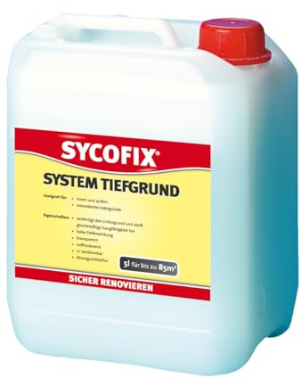 SYCOFIX System Tiefgrund 5 l bis zu 85 m², Universal Grundierung, universell im Trockenbau einsetzbar, innen und außen, für schwach bis stark saugende Untergründe, atmungsaktiv, verfestigt