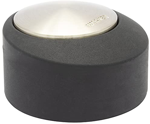 WAGNER Design-Boden-Türstopper SCREW OR GLUE/Schrauben oder Kleben - Durchmesser Ø 50 x 30 mm, Metall gebürstet, Edelstahloptik, thermoplastischer Kautschuk, Designpreis - 15518111