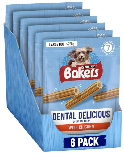 BAKERS Dental Delicious Large Chicken Dog Chews 270g (Pack of 6)