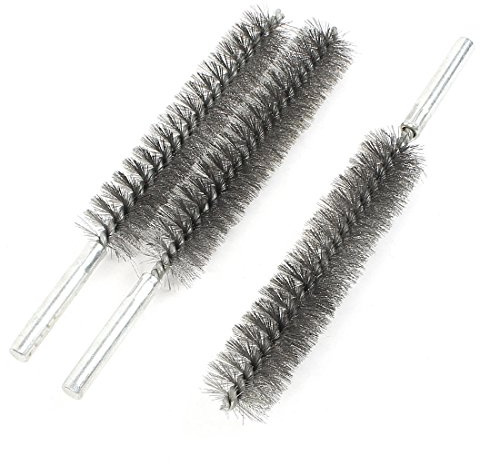 sourcing map 17cm Long 25mm Diameter Stainless Steel Wire Tube Cleaning Brush 3 Pcs