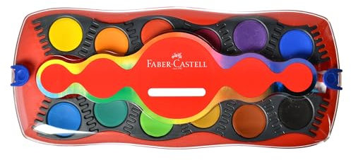 Faber-Castell 125029 - Farbkasten Connector mit 24 Farben, inklusive Pinsel mit Soft-Touch-Griffzone