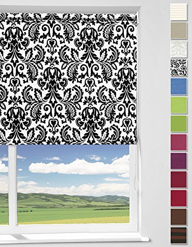 WOLTU Rollo Seitenzugrollo PVC Rollos (Schwarze Blumen, 60X190 cm)