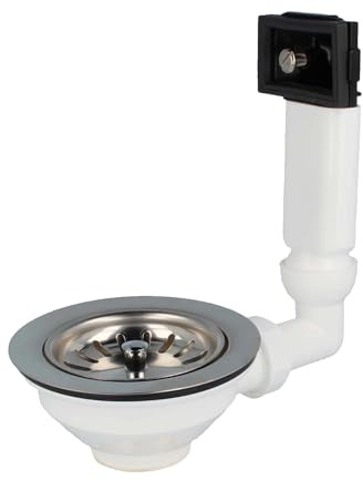 tecuro Siebkorbventil aus Edelstahl 3 1/2 Zoll (Ø 114mm) mit seitlichem Überlauf für Küchenspülen – Überlaufverbindung verstellbar - 53303