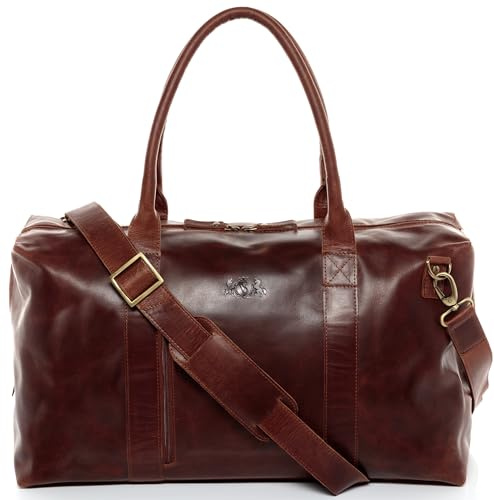 SID & VAIN große XL Reisetasche echt Leder - Sporttasche groß Yale Zip groß - Weekender Handgepäck mit Schultergurt - Ledertasche Herren und Damen braun handgefertigt