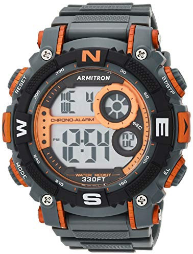 Armitron - Orologio sportivo da uomo, digitale, con cronografo, cinturino in resina, 40/8292, Arancia