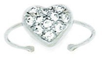 14 Karat Weißgold Zirkonia künstlicher Diamant verstellbar Liebe Herz Körper Schmuck Zehenring Schmuck Geschenke für Frauen, Metall, zirkonia