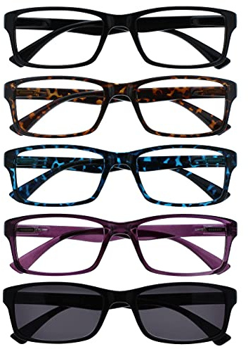 Die Lesebrille Unternehmen Schwarz Braun Blau Lila Leser Mit Schwarz Sonne Leser Wert 5er-Pack Herren Frauen UVSR5092 +1,00