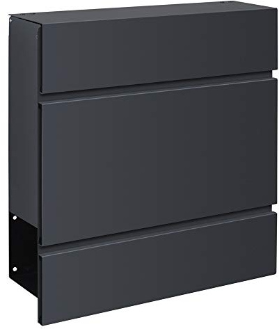 Frabox Design Briefkasten LENS in edlem anthrazitgrau RAL 7016 - mit Zeitungsfach