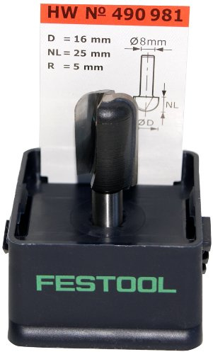 Festool Wasserrinnenfräser HW S8 R5 – Saftrille Fräser 16 mm | Hartmetall-Fräser, Schaft 8 mm, Radius 5 mm, Nutzlänge 25 mm – ideal für Schneidebretter und Schablonenfräsung