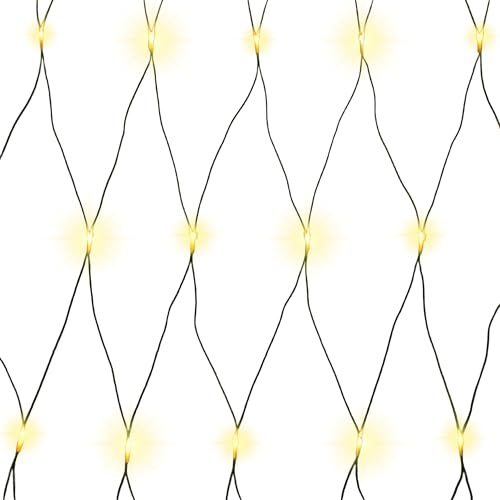 Gartenpirat LED-Lichternetz 2x2 m 160 LED bernsteinfarben mit Timer-Funktion Lichterkette Netz Beleuchtung außen innen