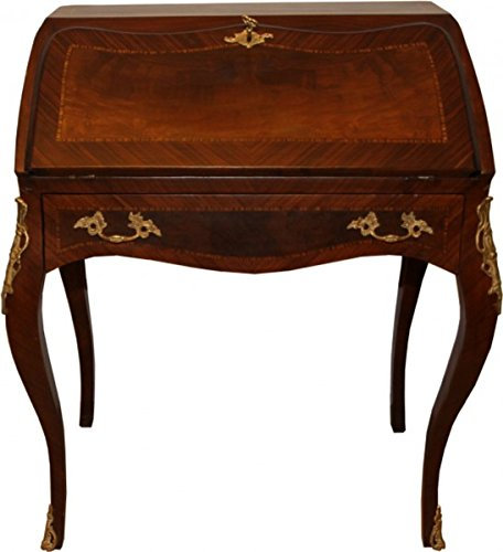 Casa Padrino Barock Sekretär Mahagony Braun Intarsien B 74 x H 91 x T 38 cm- Sekretär Antik Stil