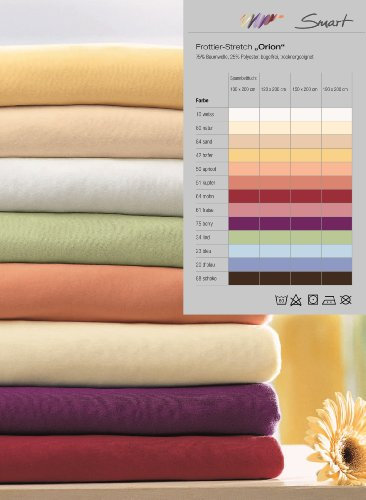 Irisette orion drap-housse en tissu éponge stretch 75 % coton, 25 % polyester, infroissable, abricot, 100 x 200 cm