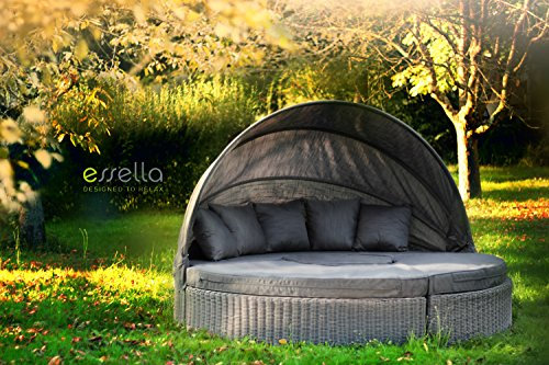 essella Polyrattan Sonneninsel Honolulu in Grau Rundgeflecht
