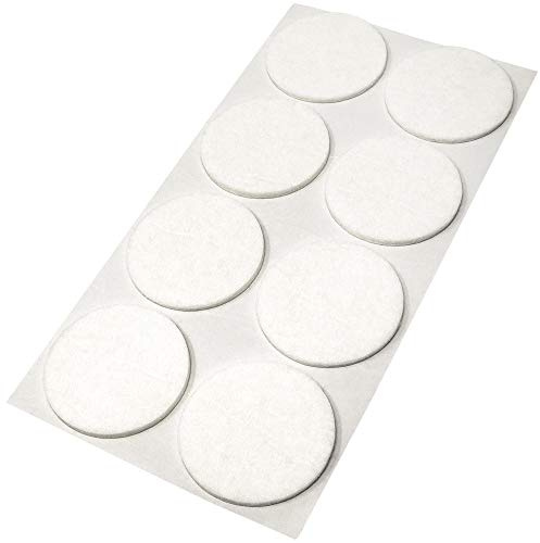 Adsamm® / 8 x Selbstklebende Filzgleiter/Weiß/ø 50 mm/Rund/Möbelgleiter aus Filz mit 3.5 mm Stärke/Möbel- und Bodengleiter