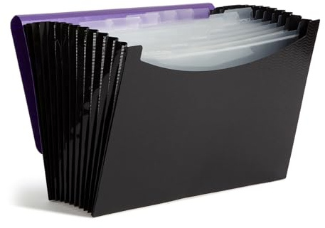Smead Trieur à 12 poches, fermeture élastique, format lettre, motif vague violet/noir (70862)
