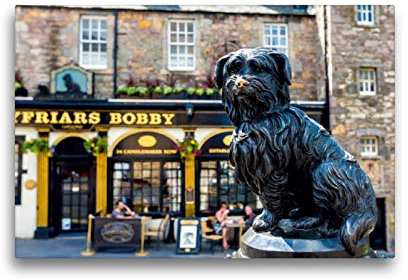 Premium Textil-Leinwand 45 x 30 cm Quer-Format Edinburgh: Greyfriars Bobby | Wandbild, HD-Bild auf Keilrahmen, Fertigbild auf hochwertigem Vlies, Leinwanddruck von Holger Much Photography Berlin