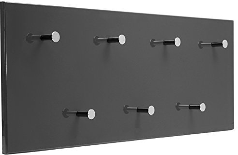 My-goodbuy24 Garderobe Wandgarderobe Hochglanz mit 7 Kleiderhaken Wandpaneel Flurgarderobe Garderobenpaneel Garderobenleiste MDF - grau Hochglanz